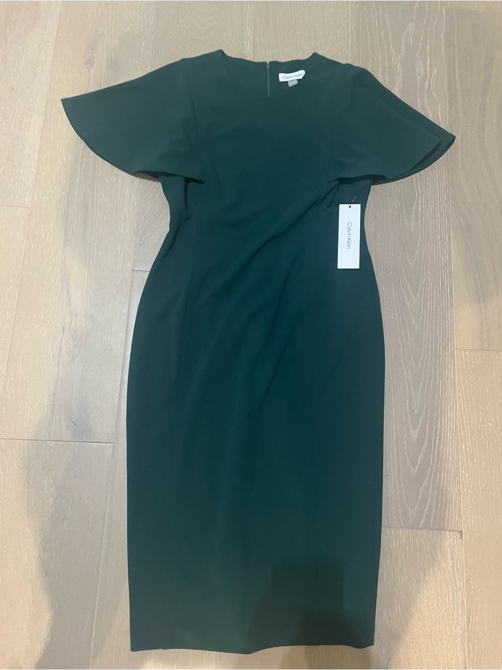 Calvin Klein Emerald Green Flutter-Sleeve Midi Dress
